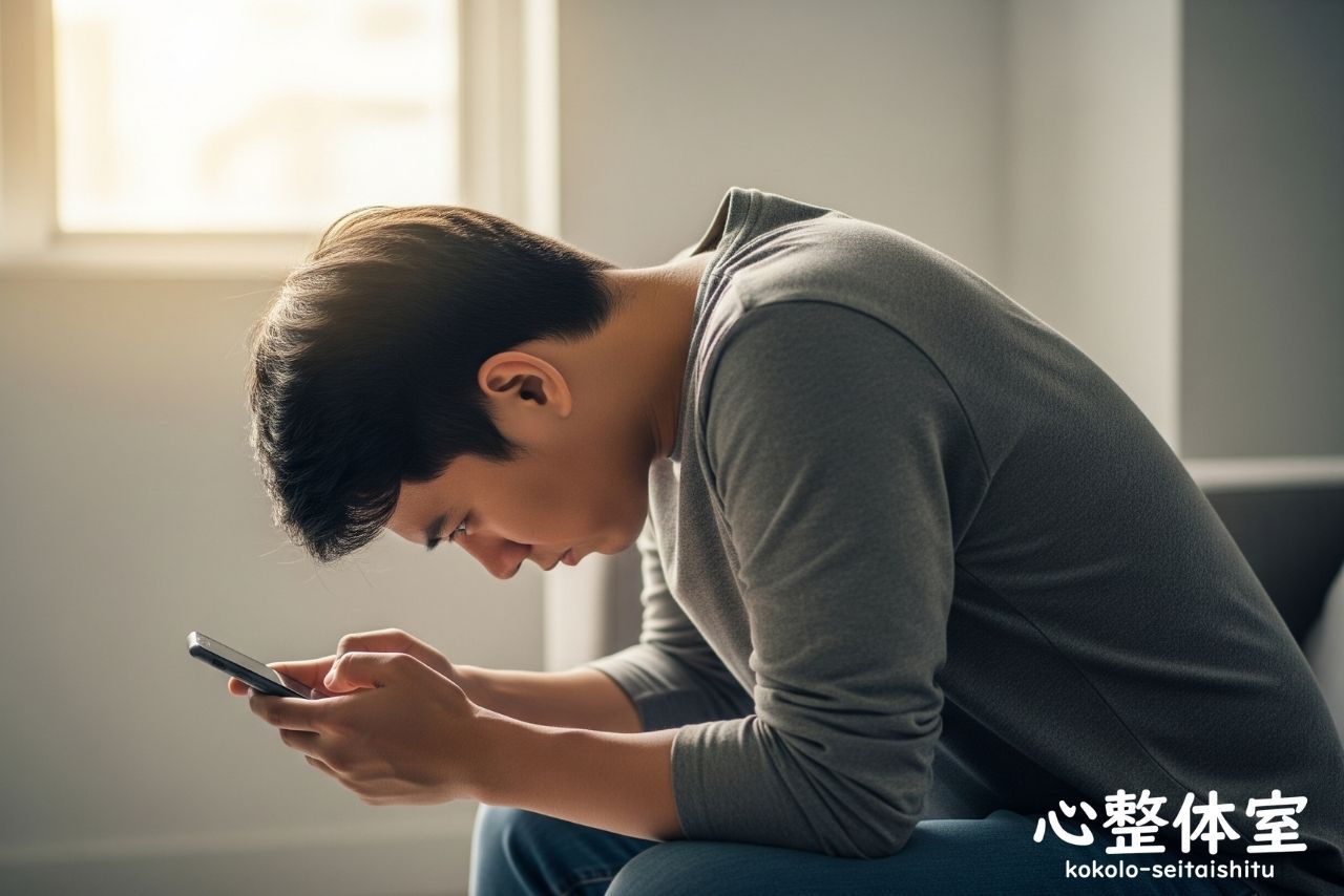 スマホを見てる時は姿勢が悪くなりがち