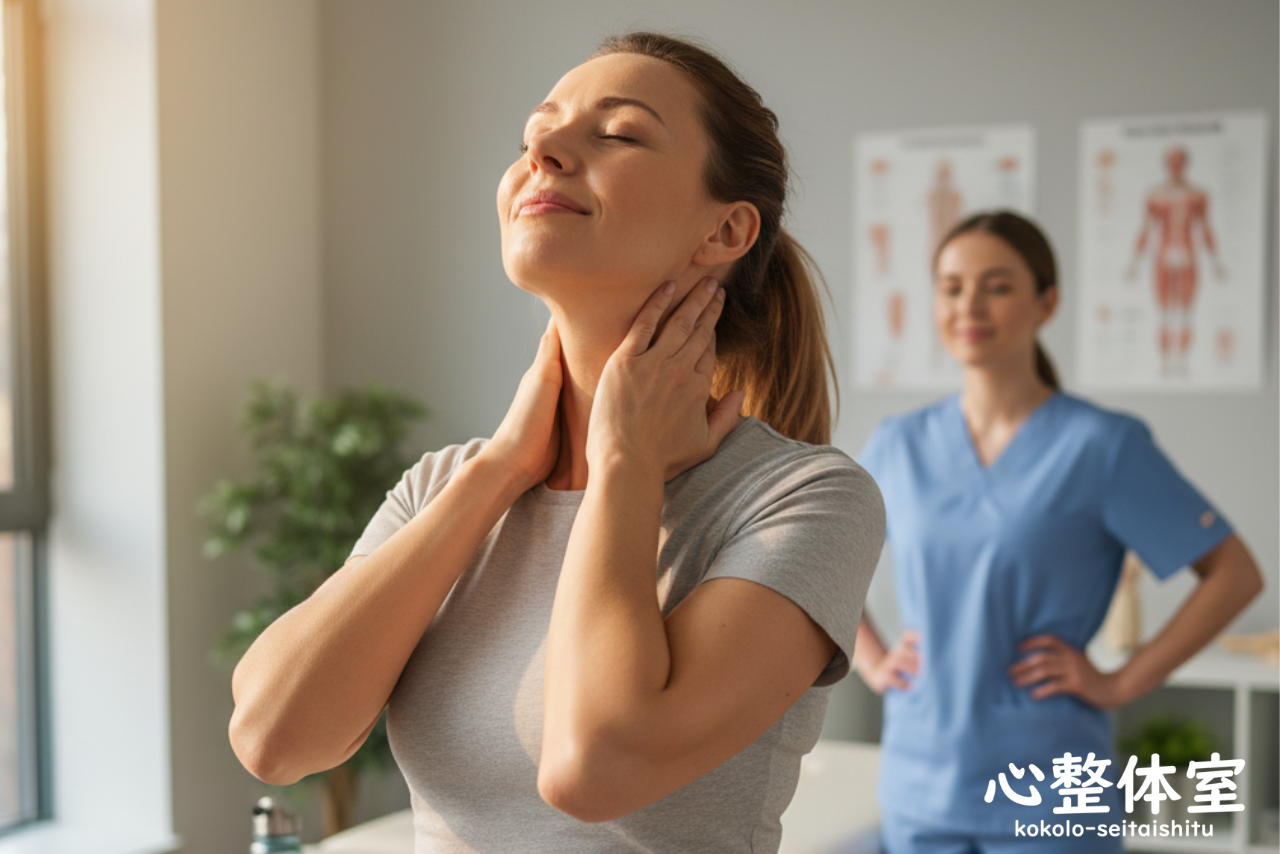 指を伸ばして首が楽になる