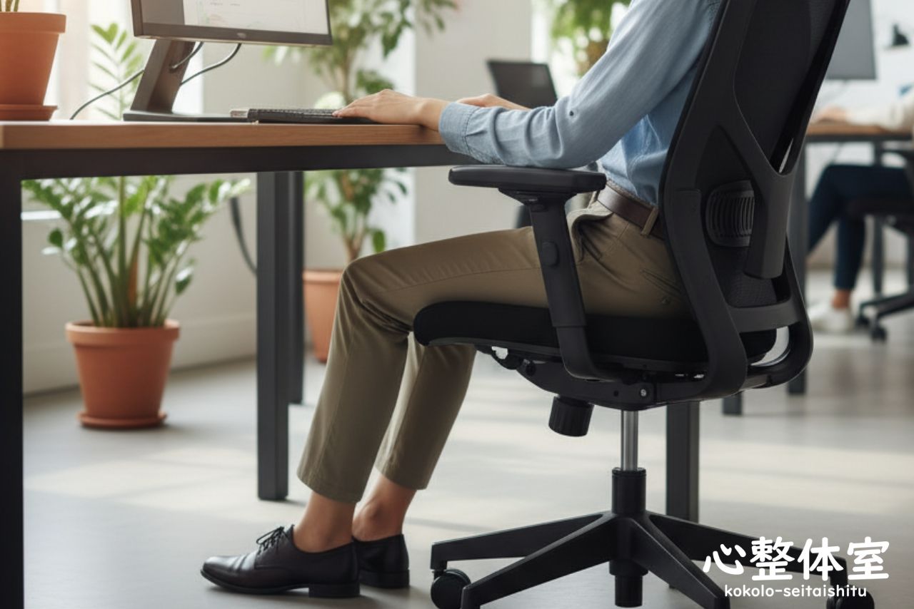 椅子に座るときはお尻を奥にする