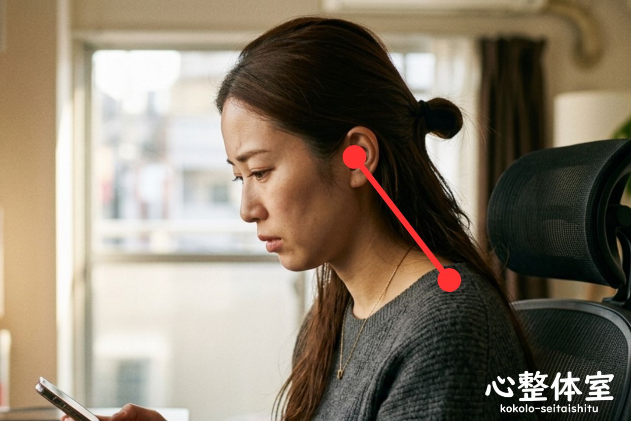 ストレートネックな女性